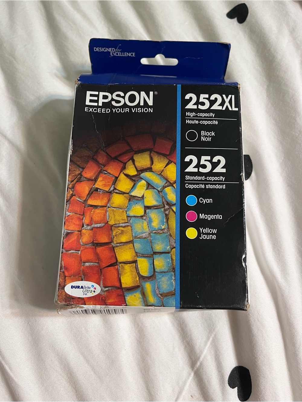 EPSON 252XL black and color ink. Unopened NWT black, cyan, magenta, and yellow